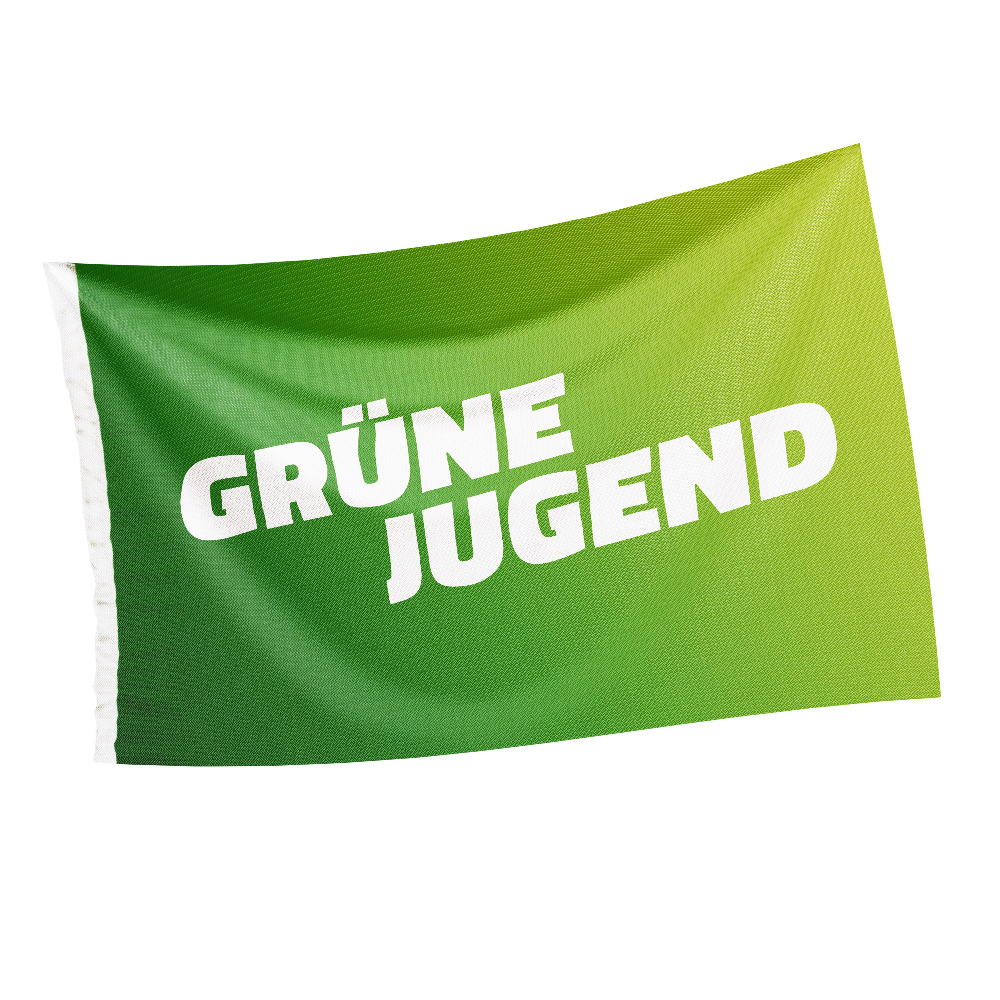 Fahne „Grüne Jugend“ , mit Hohlsaum